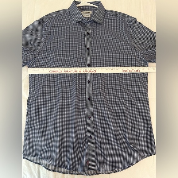 Twillory SafeCotton Navy/White Gingham Button Down Long Sleeve 17 34/35 Tailored - Picture 15 of 16